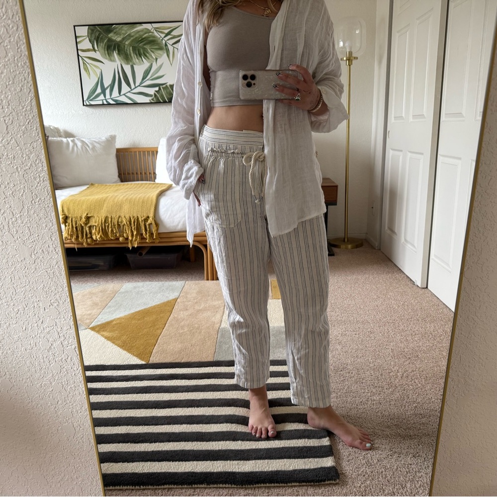 Anthropologie Linen Stripe Pant